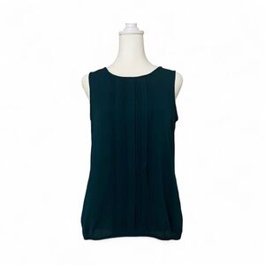 LOFT Pleated Front Sleeveless Dark Teal Shirt Tank Top Women’s S Petite